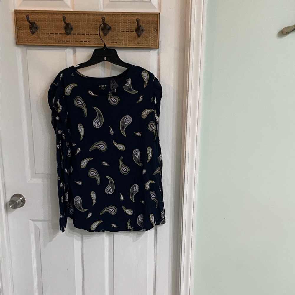 LOFT Dark Blue Paisley Blouse